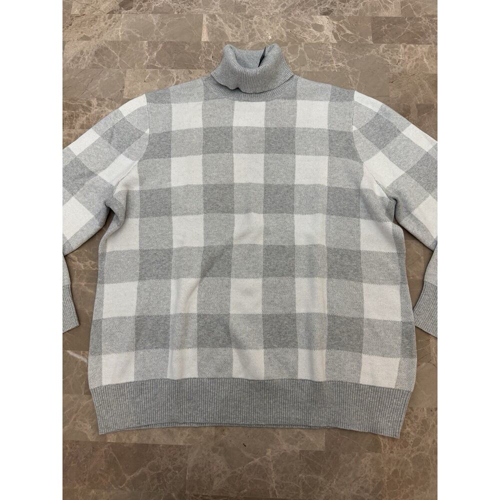 L.L. Bean Cotton Cashmere Sweater Turtleneck Jacquard Buffalo Classic Cozy 3XL